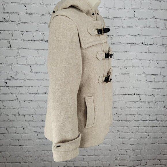 Zara Woman Tan Gold Buckle Full Zip Hooded Pockets Lined Jacket Size Small S - Picture 15 of 15